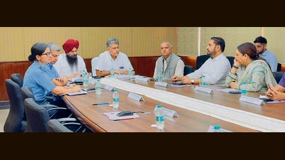 A high-level meeting was convened at the UT Guest House, Sector 6, Chandigarh, for immediate measures to reduce the bird-strike risk near Shaheed Bhagat Singh International Airport. (HT Photo) A high-level meeting was convened at the UT Guest House, Sector 6, Chandigarh, for immediate measures to reduce the bird-strike risk near Shaheed Bhagat Singh International Airport. (HT Photo)