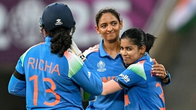 India's Amanjot Kaur (R) celebrates with captain Harmanpreet Kaur (AFP) India's Amanjot Kaur (R) celebrates with captain Harmanpreet Kaur (AFP)