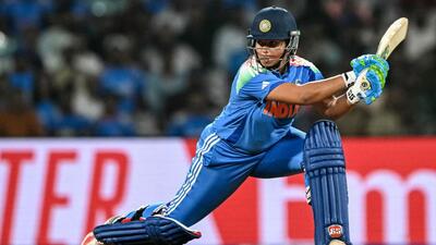 India's Richa Ghosh in action against Australia in ICC Cricket World Cup Final on Thursday. (AFP) India's Richa Ghosh in action against Australia in ICC Cricket World Cup Final on Thursday. (AFP)