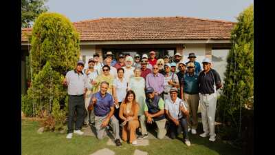 Members of the Army team that won the golf tournament organised at Forest Hill Golf and Country Club Resort near Chandigarh on Saturday. (HT)