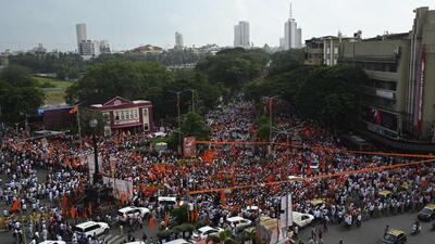 Mumbai, India – 01, Nov 2025: Maha Vikas Aghadi (MVA), and other allies, including MNS chief Raj Thackeray, stage a massive rally in Mumbai. The protest march, led by Uddhav Thackeray, NCP chief Sharad Pawar, and Left party leaders, began at Fashion Street and culminated at Azad Maidan, CST, to protest against the Election Commission's inaction on electoral roll registration fraud, in Mumbai, India, on Saturday, Nov 01, 2025. (Photo by Bhushan Koyande/HT Photo) Mumbai, India – 01, Nov 2025: Maha Vikas Aghadi (MVA), and other allies, including MNS chief Raj Thackeray, stage a massive rally in Mumbai. The protest march, led by Uddhav Thackeray, NCP chief Sharad Pawar, and Left party leaders, began at Fashion Street and culminated at Azad Maidan, CST, to protest against the Election Commission's inaction on electoral roll registration fraud, in Mumbai, India, on Saturday, Nov 01, 2025. (Photo by Bhushan Koyande/HT Photo)