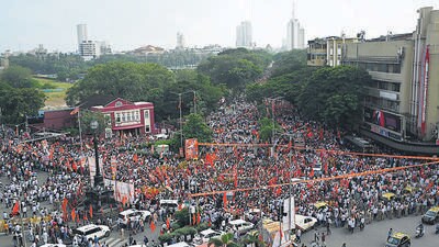 Thousands of people flocked to south Mumbai on Saturday for the “Satyacha Morcha” or Truth March organised by opposition parties in Maharashtra to protest against alleged vote theft and irregularities in the electoral rolls. (Bhushan Koyande/HT Photo) Thousands of people flocked to south Mumbai on Saturday for the “Satyacha Morcha” or Truth March organised by opposition parties in Maharashtra to protest against alleged vote theft and irregularities in the electoral rolls. (Bhushan Koyande/HT Photo)