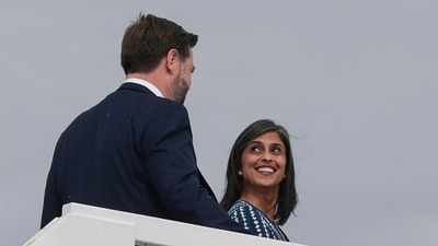U.S. Vice President J.D. Vance and second lady Usha Vance board Air Force Two for travel to attend a Turning Point USA event with Charlie Kirk's widow, Erika Kirk, in Mississippi, at Joint Base Andrews, Maryland, U.S., October 29, 2025. (REUTERS)