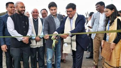 Union minister Jyotiraditya Scindia and Meghalaya chief minister Conrad K. Sangma lay the foundation for the Integrated Development of the Sohra Tourism Circuit on Sunday. (X / @JM_Scindia) Union minister Jyotiraditya Scindia and Meghalaya chief minister Conrad K. Sangma lay the foundation for the Integrated Development of the Sohra Tourism Circuit on Sunday. (X / @JM_Scindia)