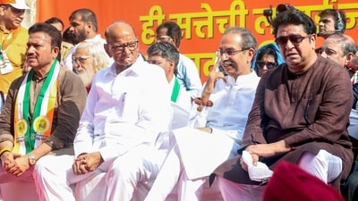 Maha Vikas Aghadi (MVA) alliance of all opposition party leader, Navnirman Sena (MNS) Chief Raj Thackeray, Shiv Sena UBT Chief Uddhav Thackeray and NCP-SCP chief Sharad Pawar (ANI) Maha Vikas Aghadi (MVA) alliance of all opposition party leader, Navnirman Sena (MNS) Chief Raj Thackeray, Shiv Sena UBT Chief Uddhav Thackeray and NCP-SCP chief Sharad Pawar (ANI)