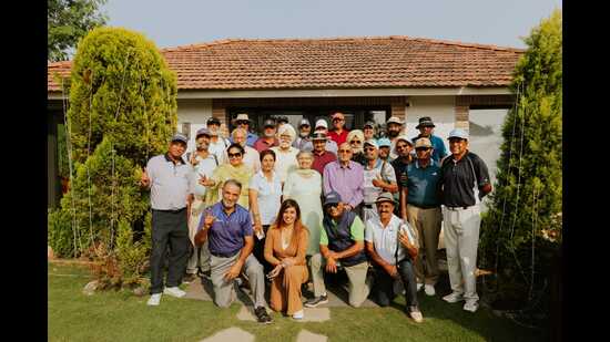 Members of the Army team that won the golf tournament organised at Forest Hill Golf and Country Club Resort near Chandigarh on Saturday. (HT)