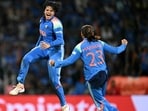 India's Shafali Verma (L) celebrates with her team captain Harmanpreet Kaur after taking the wicket of South Africa's Marizanne Kapp during the ICC Women's Cricket World Cup 2025 one-day international (ODI) final match between India and South Africa at the DY Patil Stadium in Navi Mumbai on November 2, 2025. (Photo by Punit PARANJPE / AFP) / -- IMAGE RESTRICTED TO EDITORIAL USE - STRICTLY NO COMMERCIAL USE -- (AFP) India's Shafali Verma (L) celebrates with her team captain Harmanpreet Kaur after taking the wicket of South Africa's Marizanne Kapp during the ICC Women's Cricket World Cup 2025 one-day international (ODI) final match between India and South Africa at the DY Patil Stadium in Navi Mumbai on November 2, 2025. (Photo by Punit PARANJPE / AFP) / -- IMAGE RESTRICTED TO EDITORIAL USE - STRICTLY NO COMMERCIAL USE -- (AFP)