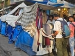 Stalls set up on footpaths on Colaba Causeway.