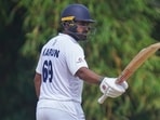 Karun Nair after scoring double Hundred against Kerala.