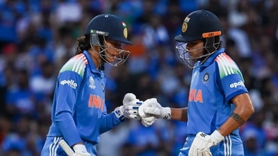 Smriti Mandhana plays a shot against South Africa during the ICC Women's Cricket World Cup 2025 final. (Raju Shinde) Smriti Mandhana plays a shot against South Africa during the ICC Women's Cricket World Cup 2025 final. (Raju Shinde)