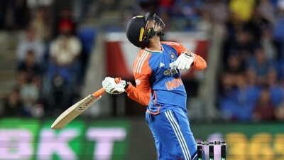 Abhishek Sharma was off to a fast start yet again, but was undone by a speedy bouncer from Ellis. Shubman Gill would also fall early. (AFP) Abhishek Sharma was off to a fast start yet again, but was undone by a speedy bouncer from Ellis. Shubman Gill would also fall early. (AFP)