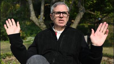 Jammu and Kashmir chief minister Omar Abdullah during an interview with Hindustan Times in Srinagar on Sunday. (Waseem Andrabi/HT Photo)