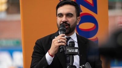 Zohran Mamdani, New York City mayoral candidate, speaks at a campaign event in the Queens borough of New York, US. (Bloomberg)
