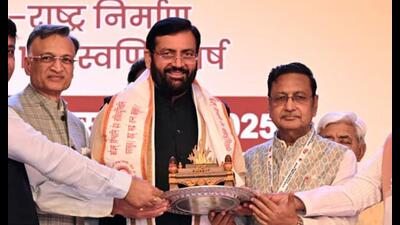 Nayab Singh Saini being felicitated at an event in Delhi. Nayab Singh Saini being felicitated at an event in Delhi.