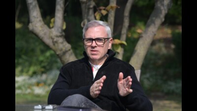 Omar says though the UT’s economy has taken a severe hit after the Pahalgam terror attack, his government’s goal is to step up development and bridge the gap between resources and expenditure. (Waseem Andrabi/HT)