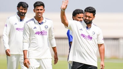India A's captain Rishabh Pant with teammates after India A's win on the last day of the first unofficial test match of a series between India A and South Africa A (PTI)