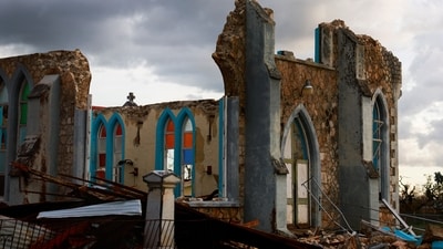 A church lies damaged in the aftermath of Hurricane Melissa, in Lacovia, Saint Elizabeth Parish, Jamaica,. (REUTERS)