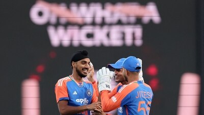 Arshdeep Singh was one of the three players who came in for India, and rewarded the choice with a player of the match winning performance with 3 important wickets, including that of Travis Head in the first over. (AFP) Arshdeep Singh was one of the three players who came in for India, and rewarded the choice with a player of the match winning performance with 3 important wickets, including that of Travis Head in the first over. (AFP)