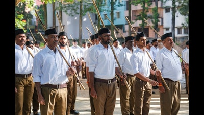 The DSS objected to the use of the stick at the RSS’ march. (PTI) The DSS objected to the use of the stick at the RSS’ march. (PTI)