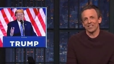 Calling Seth Meyers a “truly deranged lunatic”, Trump revealed that he watched his show for the first time in years. (X@LateNightSeth)