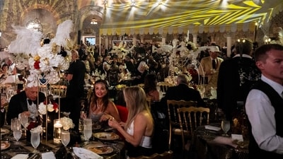 Guests attend a Halloween party at US President Donald Trump's Mar-a-Lago residence in Palm Beach, Florida, on October 31, 2025. (Photo by ROBERTO SCHMIDT / AFP) (AFP) Guests attend a Halloween party at US President Donald Trump's Mar-a-Lago residence in Palm Beach, Florida, on October 31, 2025. (Photo by ROBERTO SCHMIDT / AFP) (AFP)