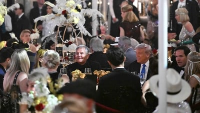 US President Donald Trump sits next to US Secretary of State Marco Rubio (R) during a Halloween party at his Mar-a-Lago residence in Palm Beach, Florida, on October 31, 2025. (Photo by ROBERTO SCHMIDT / AFP) (AFP) US President Donald Trump sits next to US Secretary of State Marco Rubio (R) during a Halloween party at his Mar-a-Lago residence in Palm Beach, Florida, on October 31, 2025. (Photo by ROBERTO SCHMIDT / AFP) (AFP)