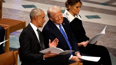 Obama blasted Trump for paving over the White House Rose Garden and building a $300 million ballroom, which now imitates his Palm Beach Mar-a-Lago club. (Getty Images via AFP) Obama blasted Trump for paving over the White House Rose Garden and building a $300 million ballroom, which now imitates his Palm Beach Mar-a-Lago club. (Getty Images via AFP)