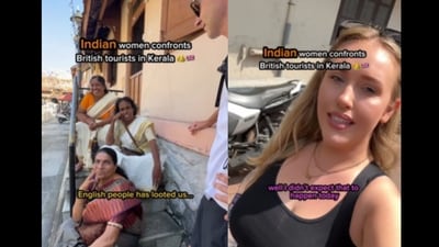 The British travellers described the exchange as “one of the most awkward moments” of their trip to India. (Instagram/@discoverwithemma_) The British travellers described the exchange as “one of the most awkward moments” of their trip to India. (Instagram/@discoverwithemma_)