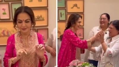 Nita Ambani celebrates her 62nd birthday with her team in Jamnagar.