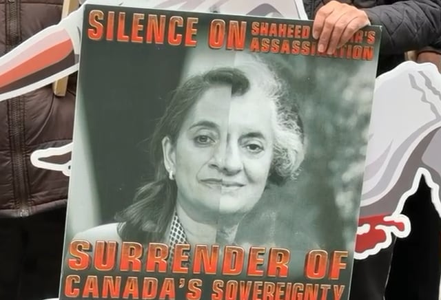 The poster with the image of minister of foreign affairs Anita Anand morphed with that of Indira Gandhi. The poster with the image of minister of foreign affairs Anita Anand morphed with that of Indira Gandhi.