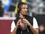 Commanders quarterback Jayden Daniels faces indefinite sidelining after elbow dislocation. (Photo by Greg Fiume / GETTY IMAGES NORTH AMERICA / Getty Images via AFP)