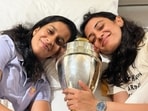 Smriti Mandhana and Jemimah Rodrigues kept the World Cup trophy close Smriti Mandhana and Jemimah Rodrigues kept the World Cup trophy close