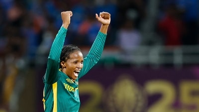 Ayabonga Khaka gave India a body blow by removing Shafali Verma for 87. She then removed semi-final's hero Jemimah Rodrigues for 24. (ANI)