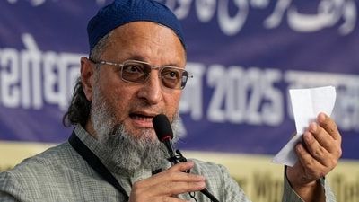 The AIMIM posted a video on Thursday of Asaduddin Owaisi having a phone conversation with the Foreign Secretary. (PTI) The AIMIM posted a video on Thursday of Asaduddin Owaisi having a phone conversation with the Foreign Secretary. (PTI)