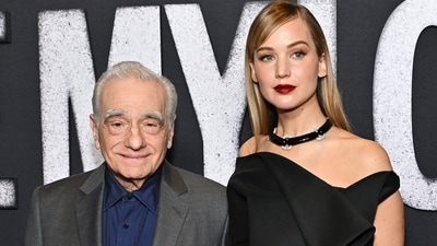 Producer Martin Scorsese and actor Jennifer Lawrence pose at the premiere of "Die My Love" at AMC Lincoln Square in New York.&nbsp; (Evan Agostini/Invision/AP)