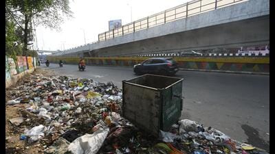 Garbage dump at the roadside near Polytechnic crossing in Lucknow. (HT Photo) Garbage dump at the roadside near Polytechnic crossing in Lucknow. (HT Photo)