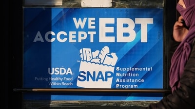 A SNAP EBT information sign is displayed at a bakery in Chicago. (Representational) (AP) A SNAP EBT information sign is displayed at a bakery in Chicago. (Representational) (AP)