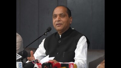 Himachal leader of Opposition Jai Ram Thakur during an event at the Press Club in Chandigarh on Monday. (Keshav Singh/HT) Himachal leader of Opposition Jai Ram Thakur during an event at the Press Club in Chandigarh on Monday. (Keshav Singh/HT)