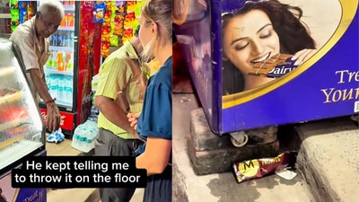 Amina’s calm refusal to litter and her stunned reaction to the shopkeeper’s actions have struck a chord with people online. (@amina_finds/Instagram) Amina’s calm refusal to litter and her stunned reaction to the shopkeeper’s actions have struck a chord with people online. (@amina_finds/Instagram)