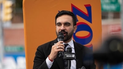 While 34-year-old Zohran Mamdani comes from an Indian lineage, his wife, Rama Suwaji, is of Syrian descent. (File/Bloomberg) While 34-year-old Zohran Mamdani comes from an Indian lineage, his wife, Rama Suwaji, is of Syrian descent. (File/Bloomberg)