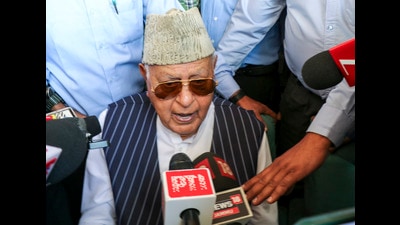 National Conference chief Farooq Abdullah addresses the media at the Civil Secretariat, in Jammu, on Monday. (PTI) National Conference chief Farooq Abdullah addresses the media at the Civil Secretariat, in Jammu, on Monday. (PTI)