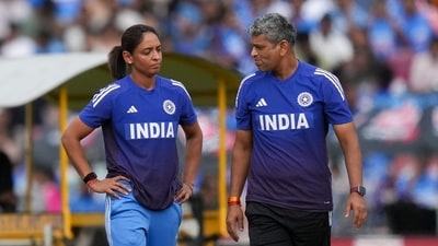 Captain Harmanpreet Kaur, left, and coach Amol Muzumdar before the ICC Women's World Cup final ODI cricket match between India and South Africa (PTI) Captain Harmanpreet Kaur, left, and coach Amol Muzumdar before the ICC Women's World Cup final ODI cricket match between India and South Africa (PTI)
