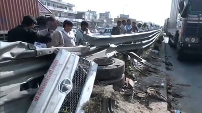 Jaipur road tragedy: 13 dead, several injured as dumper crashes into multiple vehicles (Screengrab from X/@ANI) Jaipur road tragedy: 13 dead, several injured as dumper crashes into multiple vehicles (Screengrab from X/@ANI)