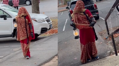 With her ghostly movements and perfect attention to detail, the woman captured the chilling essence of Stree. (@divya__dpyadav/Instagram) With her ghostly movements and perfect attention to detail, the woman captured the chilling essence of Stree. (@divya__dpyadav/Instagram)