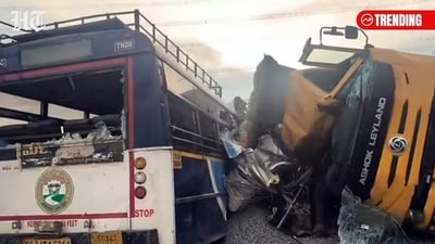 Telangana Road Accident: The speeding truck carrying gravel was reportedly on the wrong side of the road. (PTI) Telangana Road Accident: The speeding truck carrying gravel was reportedly on the wrong side of the road. (PTI)
