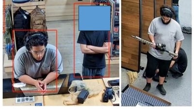 Image obtained from the charging document from the US District Court for the Eastern District of Michigan shows Mohmed Ali (in gray) at a gun shop in Belleville, Michigan, on September 25 (AFP) Image obtained from the charging document from the US District Court for the Eastern District of Michigan shows Mohmed Ali (in gray) at a gun shop in Belleville, Michigan, on September 25 (AFP)