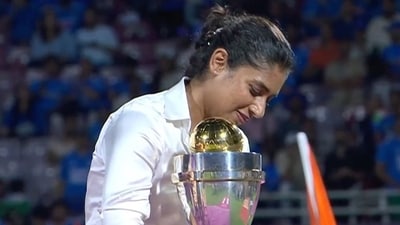 Mithali Raj with the World Cup trophy Mithali Raj with the World Cup trophy