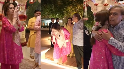 Nita and Mukesh Ambani visited a temple in Jamnagar. Nita and Mukesh Ambani visited a temple in Jamnagar.