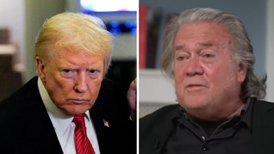 Trump third term row: POTUS furious with Steve Bannon (REUTERS/Elizabeth Frantz, The Economist screenshot/YouTube) Trump third term row: POTUS furious with Steve Bannon (REUTERS/Elizabeth Frantz, The Economist screenshot/YouTube)