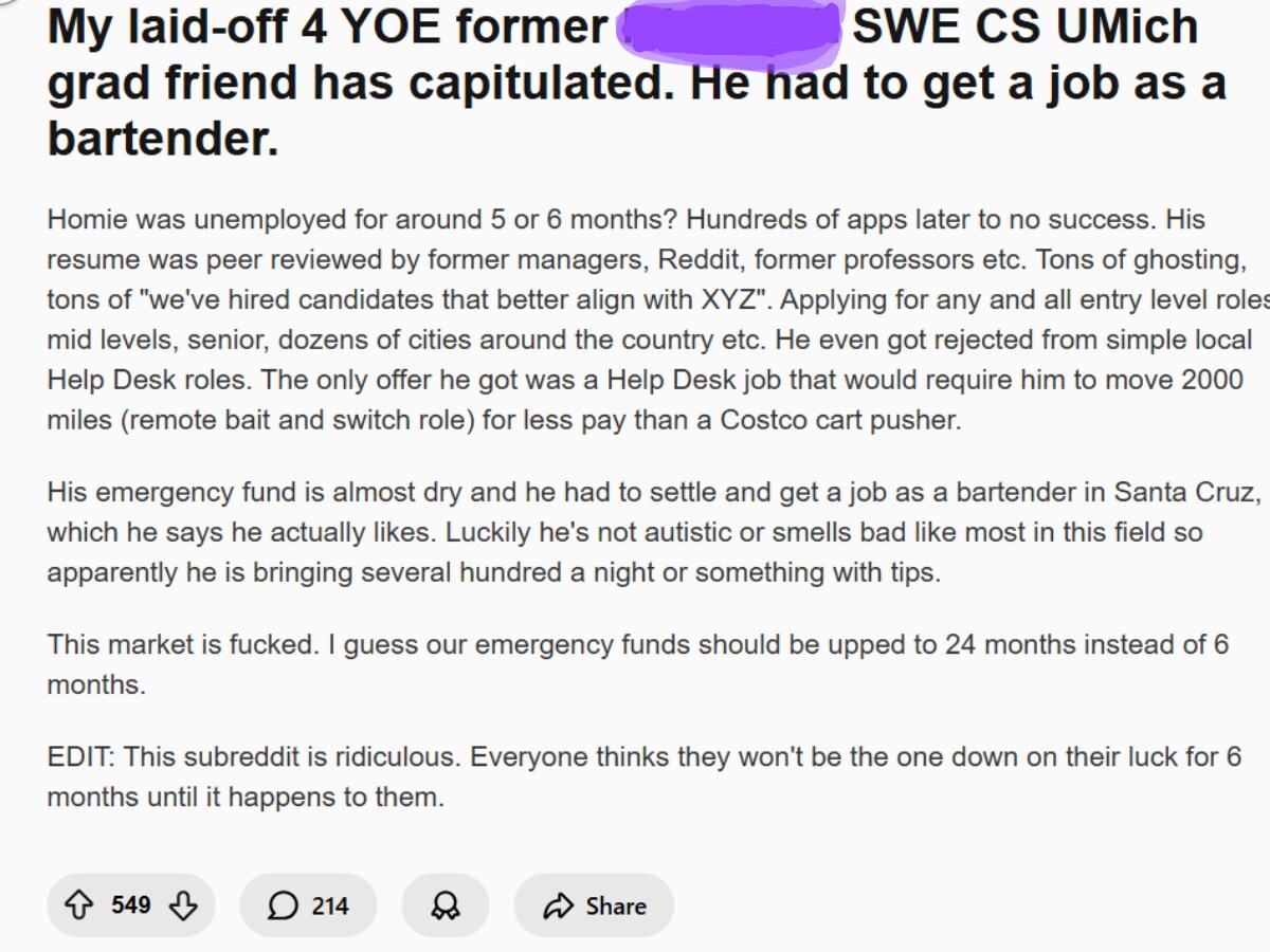 Screengrab of the Reddit post. (Reddit) Screengrab of the Reddit post. (Reddit)